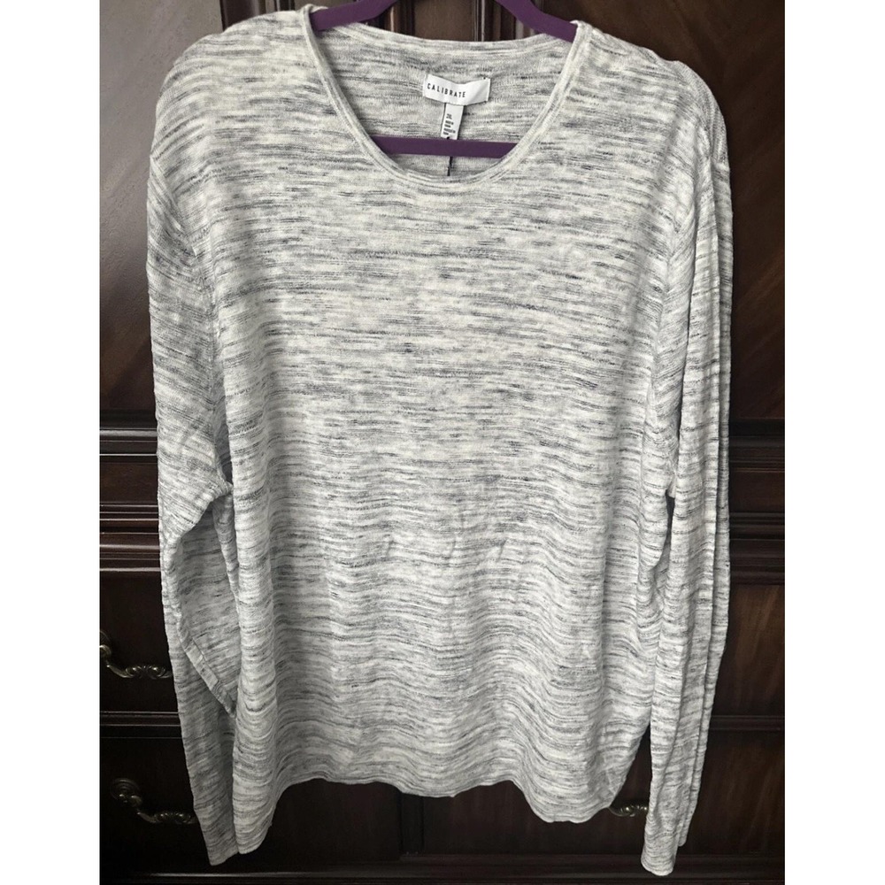 Calibrate Sweater Mens 2XL Gray Micro Space Dye Lightweight Crewneck‎ Pullover